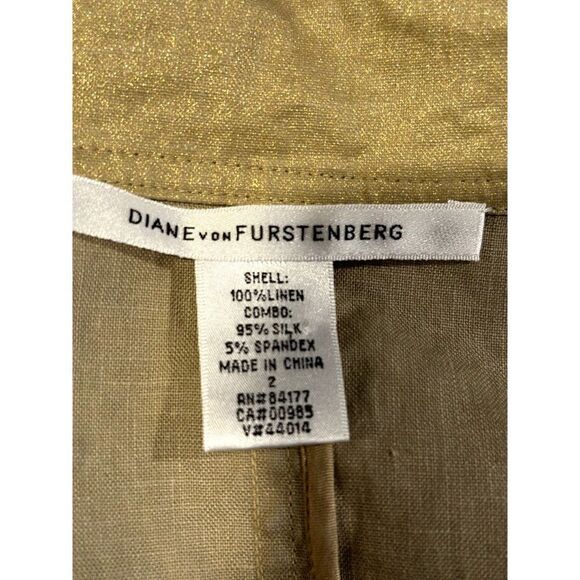 Diane von Furstenberg Ramira Coated Linen Jacket in Gold Size 2 - Picture 5 of 6